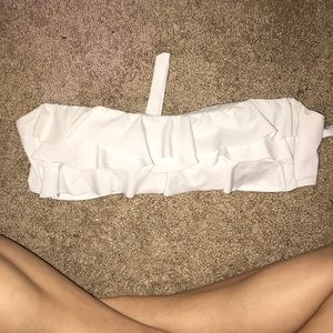 Strapless White Bikini Ruffle Top
